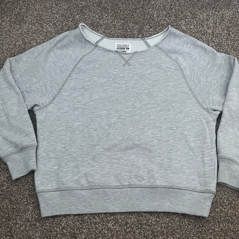 American Eagle Gray Wide Neck Sweatshirt